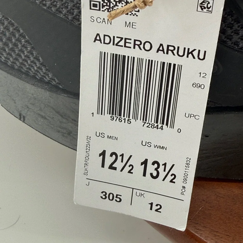 ADIDAS Adizero Aruku Walking Sneakers Triple Black Chunky JH7772 Men Size 12.5